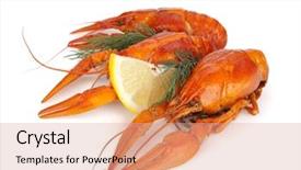  Presentation with lemon - Slide set having boiled crawfishes with lemon slice background and a coral colored foreground