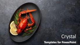  Presentation with lemon - PPT layouts enhanced with boiled-crayfish-with-dill background and a dark gray colored foreground