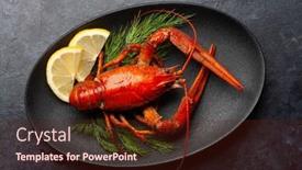  Presentation with lemon - PPT theme with boiled-crayfish-with-dill background and a tawny brown colored foreground
