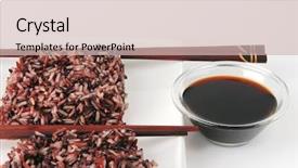  Presentation with soy - Amazing slide set having boiled dark mixed rice on white plate with soy backdrop and a soft green colored foreground