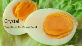  Presentation with sperm fertilizes egg - Presentation design featuring boiled egg on lettuce nutrition background and a  colored foreground