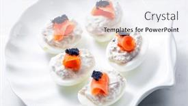  Presentation with tuna fish - PPT layouts with boiled-eggs-filled-with-tuna background and a sky blue colored foreground