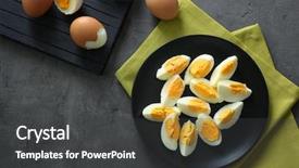  Presentation with nutrition disease - Audience pleasing PPT theme consisting of boiled eggs on table nutrition backdrop and a  colored foreground