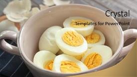  Presentation with eggs egg carton egg box - Colorful presentation design enhanced with boiled eggs on table nutrition backdrop and a coral colored foreground