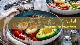  Presentation with avocado - Presentation theme having boiled-eggs-with-avocado-boiled background and a tawny brown colored foreground