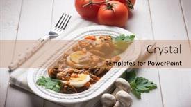  Presentation with mushroom - PPT theme having boiled eggs with mushroom background and a coral colored foreground