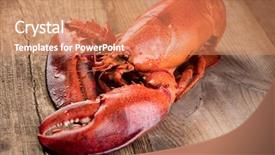  Presentation with wooden - Cool new presentation with boiled lobster on wooden background backdrop and a coral colored foreground
