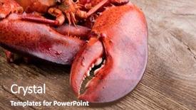  Presentation with red boiled crawfish food - Slides consisting of boiled lobster on wooden background background and a tawny brown colored foreground