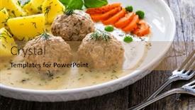  Presentation with carrots - Presentation having boiled-meatballs-in-dill-sauce background and a gold colored foreground