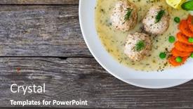  Presentation with carrots - Theme featuring boiled-meatballs-in-dill-sauce background and a dark gray colored foreground