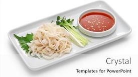  Presentation with korean food - Slides with boiled-peeled-and-whitened-beef background and a white colored foreground