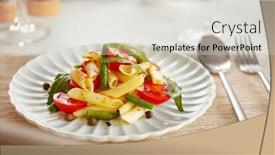  Presentation with penne pasta - Slide deck having tubular - boiled penne pasta with tomatoes background and a lemonade colored foreground