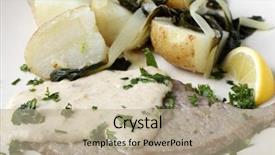  Presentation with veal - Amazing presentation having boiled potatoes with wilted chard backdrop and a  colored foreground