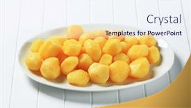  Presentation with potatoes plant - Presentation theme featuring boiled potatoes background and a sky blue colored foreground