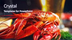  Presentation with beer - Presentation theme with boiled red crayfish or crawfish background and a  colored foreground