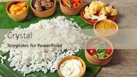  Presentation with banana - Slide deck consisting of boiled-rice-with-vegetables background and a soft green colored foreground