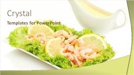  Presentation with white plate - Cool new PPT theme with boiled-shrimps-with-lemon backdrop and a cream colored foreground