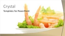  Presentation with white plate - Colorful PPT layouts enhanced with boiled-shrimps-with-lemon backdrop and a white colored foreground