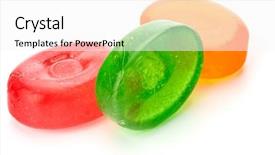  Presentation with sugar - Slide set with boiled sweeties or sugar plum background and a white colored foreground