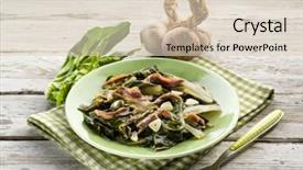  Presentation with swiss chard - Audience pleasing presentation consisting of boiled swiss chard salad backdrop and a  colored foreground