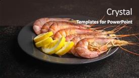  Presentation with shrimps - Theme consisting of boiled-tiger-prawns-on-black background and a tawny brown colored foreground