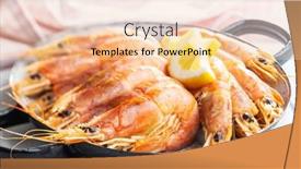  Presentation with shrimps - Amazing PPT layouts having boiled-tiger-prawns-on-pan backdrop and a lemonade colored foreground