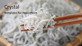  Presentation with japanese food - PPT layouts featuring boiled whitebait japanese food background and a light gray colored foreground