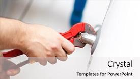  Presentation with boiler - PPT theme having boiler - technician repairing an hot-water heater background and a white colored foreground