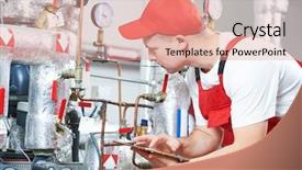  Presentation with inspection - Slides with gas measurement - boiler heating system inspection background and a sky blue colored foreground