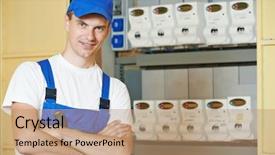  Presentation with inspector - Amazing presentation theme having boiler mounting - electrician engineer worker inspector backdrop and a  colored foreground