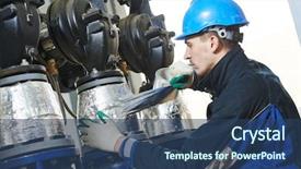  Presentation with heat pipe - Presentation theme featuring boiler room pipe heat insulation background and a ocean colored foreground