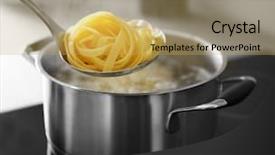  Presentation with pasta - PPT theme consisting of boiling nest pasta in pan background and a yellow colored foreground