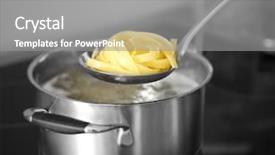  Presentation with electric - Audience pleasing PPT theme consisting of water wheat - boiling nest pasta in pan backdrop and a gray colored foreground