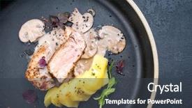  Presentation with view of the old port - Slides enhanced with boiling point - fried pork fillet with boiled background and a dark gray colored foreground