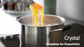  Presentation with pasta - Audience pleasing slide deck consisting of boiling - pasta rolled on fork backdrop and a tawny brown colored foreground