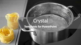  Presentation with pasta - Theme enhanced with boiling water in pan background and a gray colored foreground
