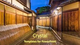  Presentation with kyoto - PPT theme consisting of boji stone - kyoto japan alleyway at night background and a tawny brown colored foreground