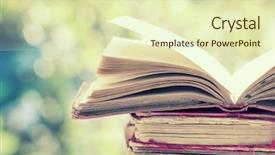  Presentation with old book - Beautiful slide deck featuring bokeh background - retro styled photo backdrop and a soft green colored foreground
