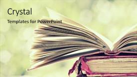  Presentation with old book cover by shakespeare - Slide deck having bokeh background - retro styled photo background and a soft green colored foreground