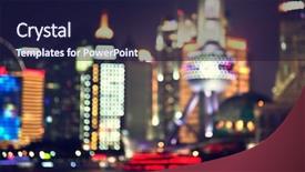  Presentation with china shanghai - Colorful theme enhanced with bokeh shanghai at night china backdrop and a navy blue colored foreground