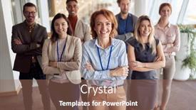  Presentation with team leader - Amazing PPT theme having bold-and-outgoing-group backdrop and a violet colored foreground