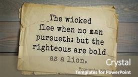  Presentation with righteous - Slide deck with bold as a lion proverb background and a coral colored foreground