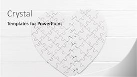  Presentation with heart puzzle - Amazing PPT theme having bold-heart-shaped-puzzle backdrop and a white colored foreground