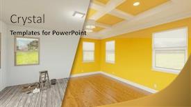  Presentation with complete - Presentation theme with bold-yelllow-before background and a coral colored foreground