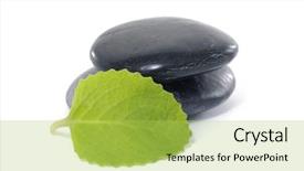  Presentation with green leaf - Cool new theme with bolder - balanced black zen pebbles backdrop and a  colored foreground