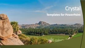  Presentation with boulder - PPT theme with bolder - hilltop view of hampi's boulder background and a light blue colored foreground