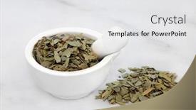  Presentation with mortar - Colorful PPT layouts enhanced with boldo-herb-leaves backdrop and a white colored foreground