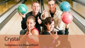  Presentation with focus group - Presentation enhanced with bolero - group of four friends background and a coral colored foreground