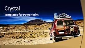  Presentation with jeep - PPT theme with bolivia dramatic landscape jeep desert background and a navy blue colored foreground