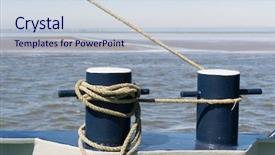  Presentation with ship - Presentation theme consisting of bollards on ship with ropes at the sea background and a lemonade colored foreground